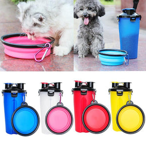 2 in 1 Dog Water/Food Bottle With Collapsible  Bowl