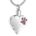 No Longer by My Side but Forever in My Heart Cremation Jewelry /Stainless Steel Pet Paw Keepsake