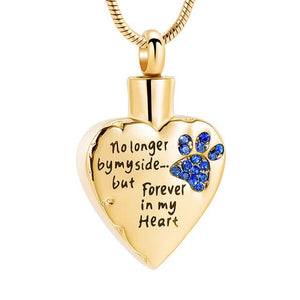 No Longer by My Side but Forever in My Heart Cremation Jewelry /Stainless Steel Pet Paw Keepsake