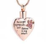 No Longer by My Side but Forever in My Heart Cremation Jewelry /Stainless Steel Pet Paw Keepsake