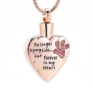 No Longer by My Side but Forever in My Heart Cremation Jewelry /Stainless Steel Pet Paw Keepsake