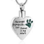 No Longer by My Side but Forever in My Heart Cremation Jewelry /Stainless Steel Pet Paw Keepsake