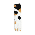 Plush Fleece Tube Socks Cute Cat Claw Pattern