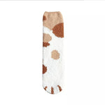 Plush Fleece Tube Socks Cute Cat Claw Pattern