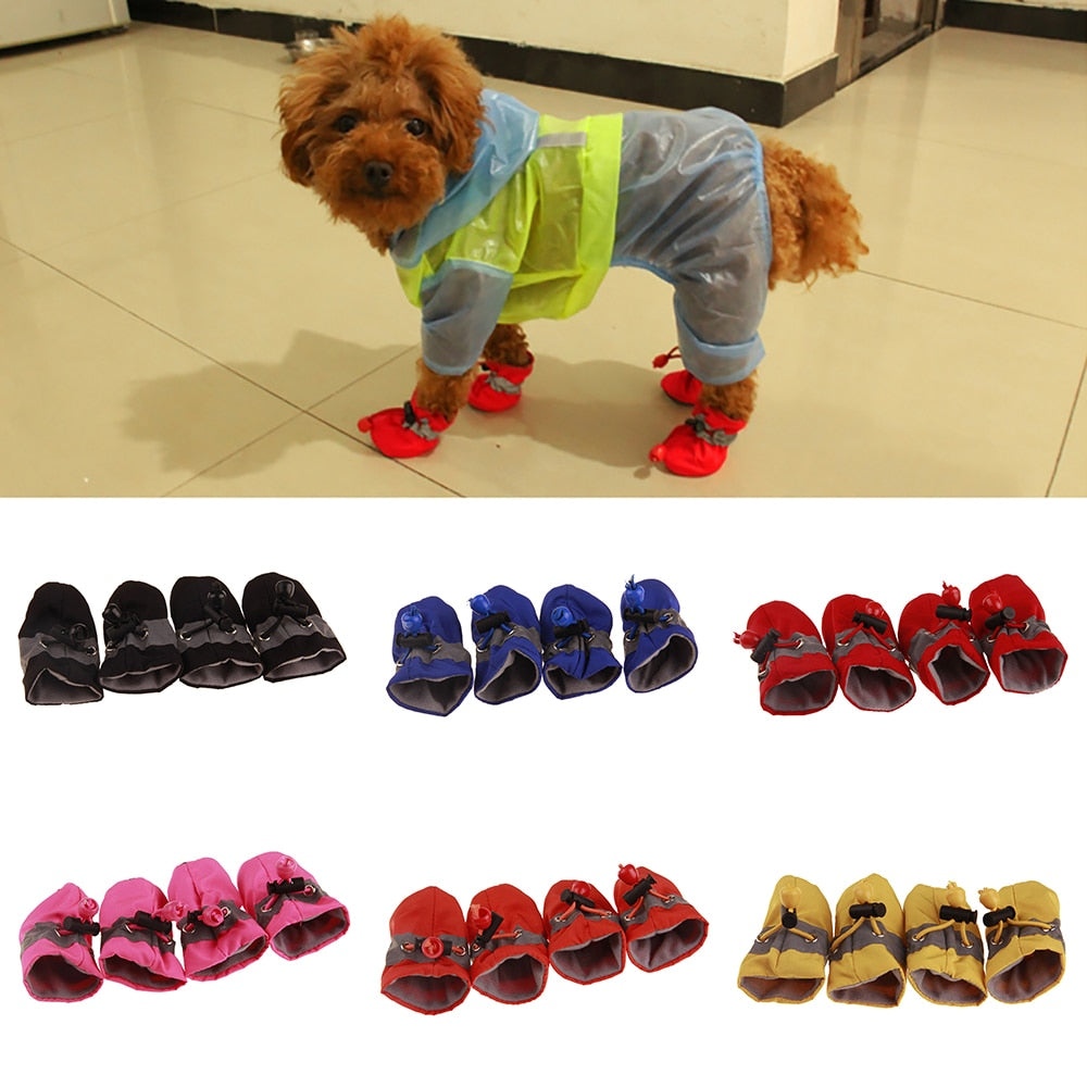 4Pc/set Pet Dogs Winter Shoes for Rain/Snow-Waterproof Booties /Rubber Anti-slip