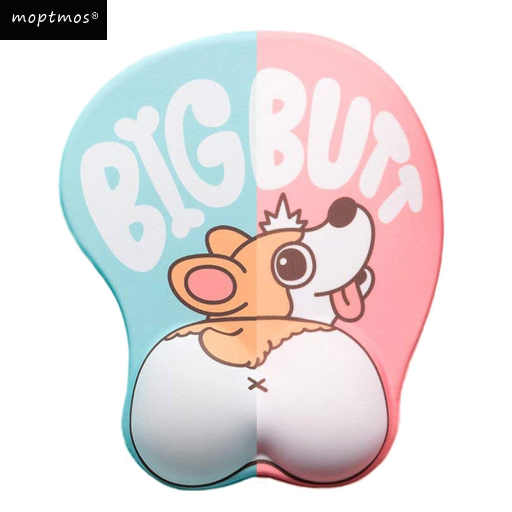 Cute Corgi 3D  Ergonomic Soft Silicon Gel Mouse Pad With Wrist Support