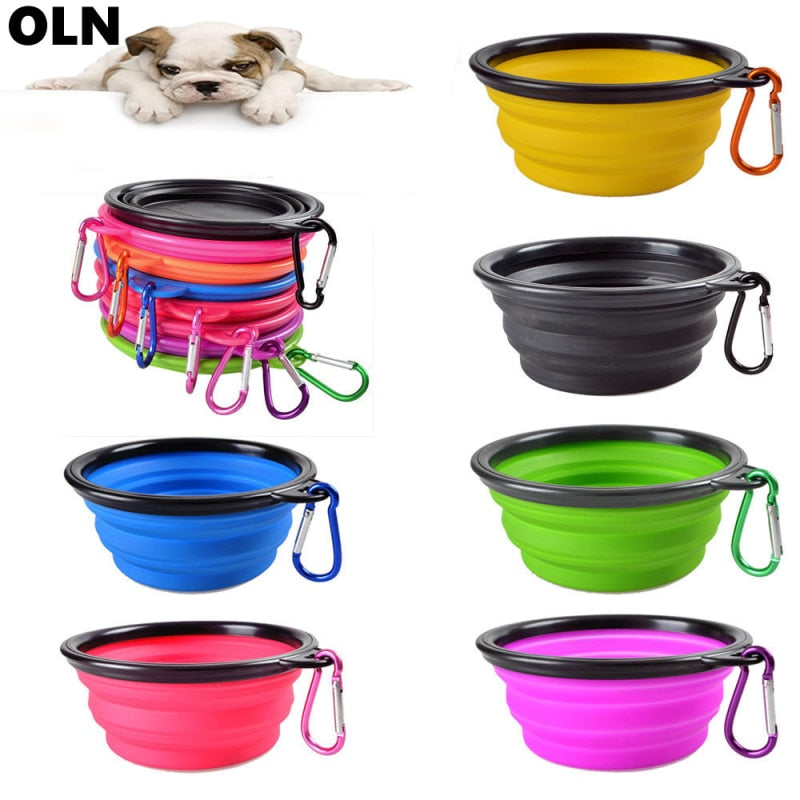 Silica Gel Dog/Cat Collapsible Bowl. Candy Color Portable Food/Water Dish