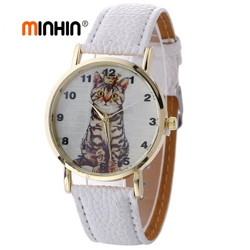 Fashion Girl's Quartz Watch / Leather Band, Cat Pattern