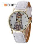 Fashion Girl's Quartz Watch / Leather Band, Cat Pattern